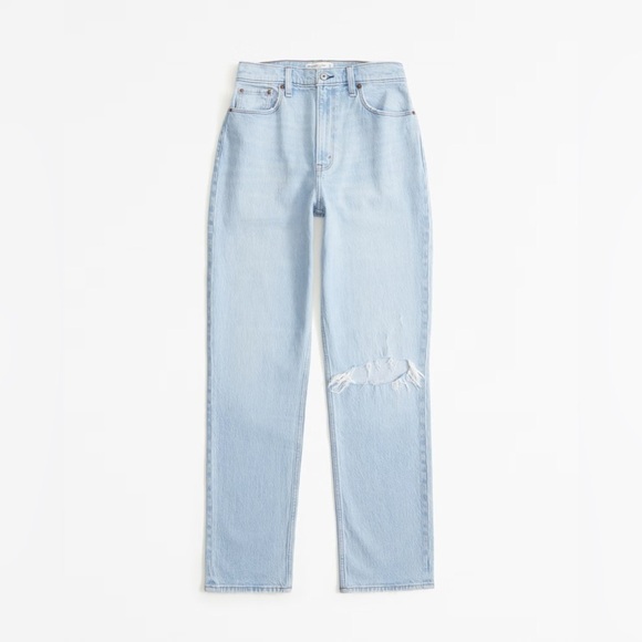 Abercrombie & Fitch Curve Love Ultra High Rise 90s Straight Jean Light Destroy - Picture 4 of 12
